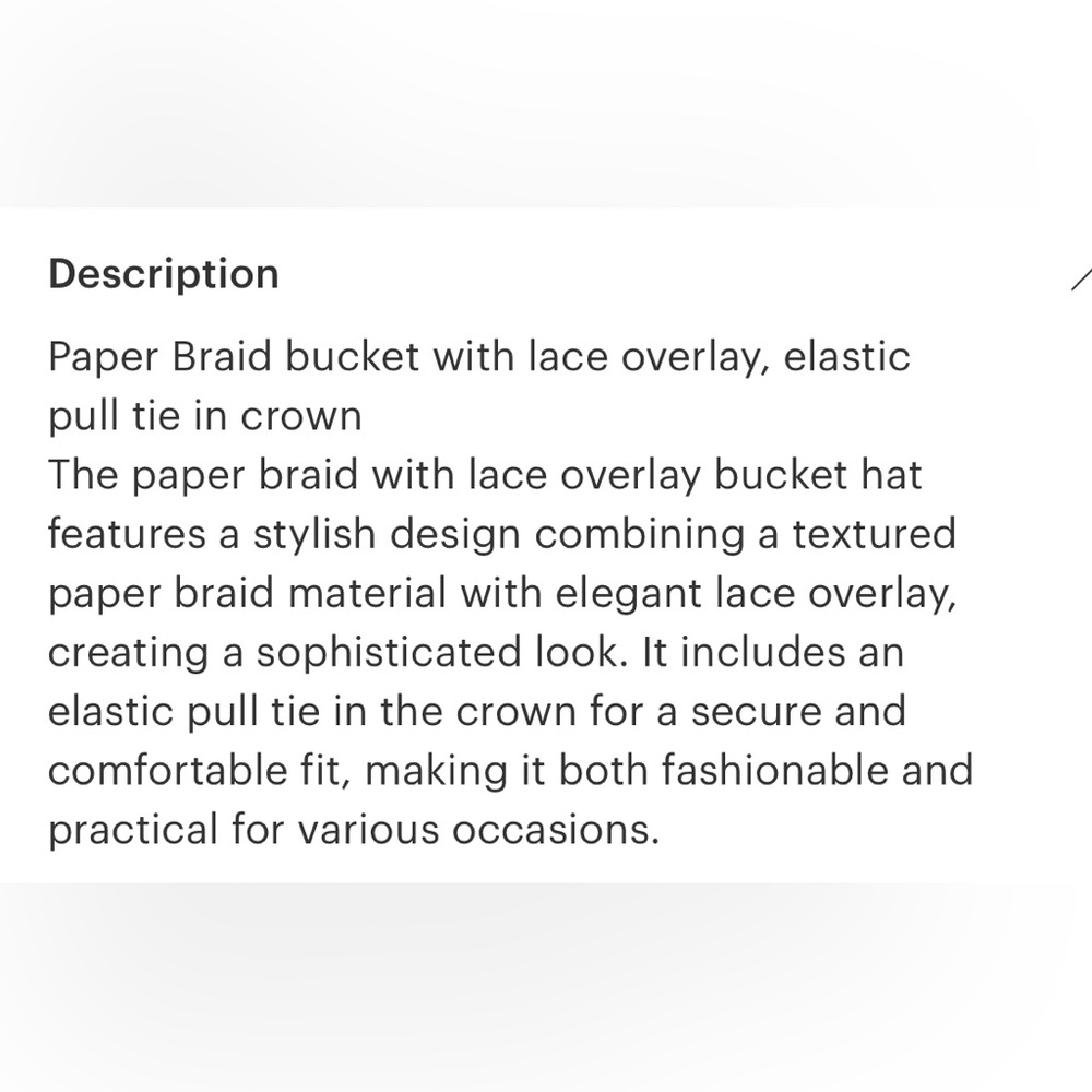 Franki Lace Overlay Bucket Hat- NWT - Picture 2 of 3